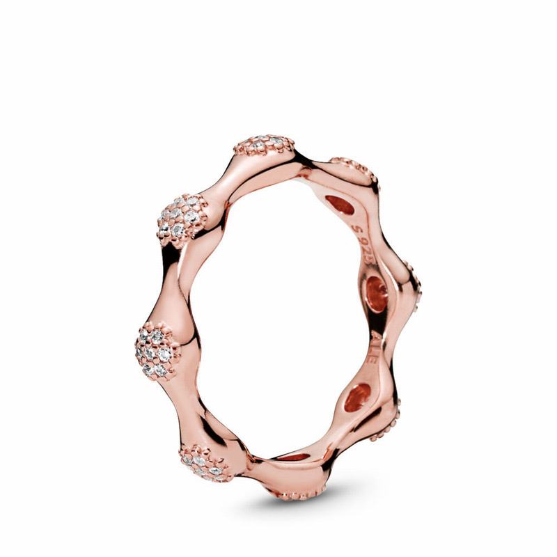 Pandora Rose™ Modern Lovepods™ Stackable Ring Ireland - Pandora Rose/Cubic Zirconia - 381076FKM